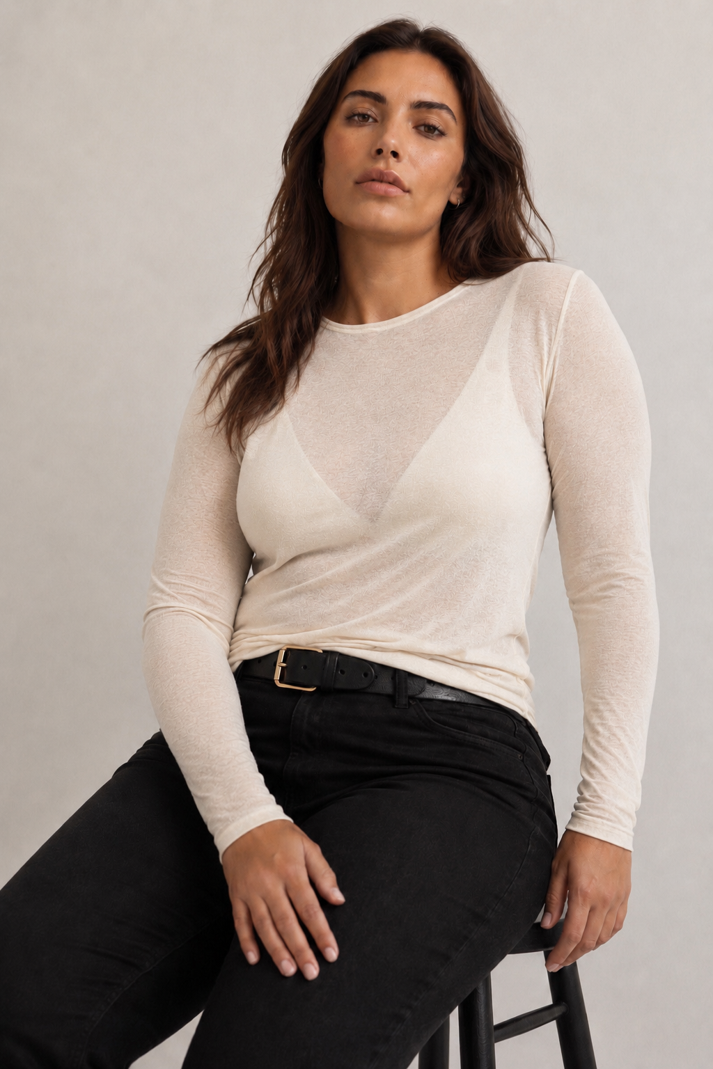 Curvy - Jersey de punto fino con cuello alto