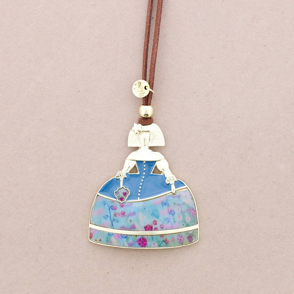 Collar Largo Colgante Menina Metal Esmalte