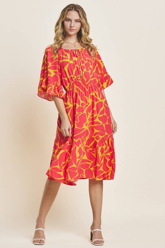 Vestido midi Plus Geo Pattern
