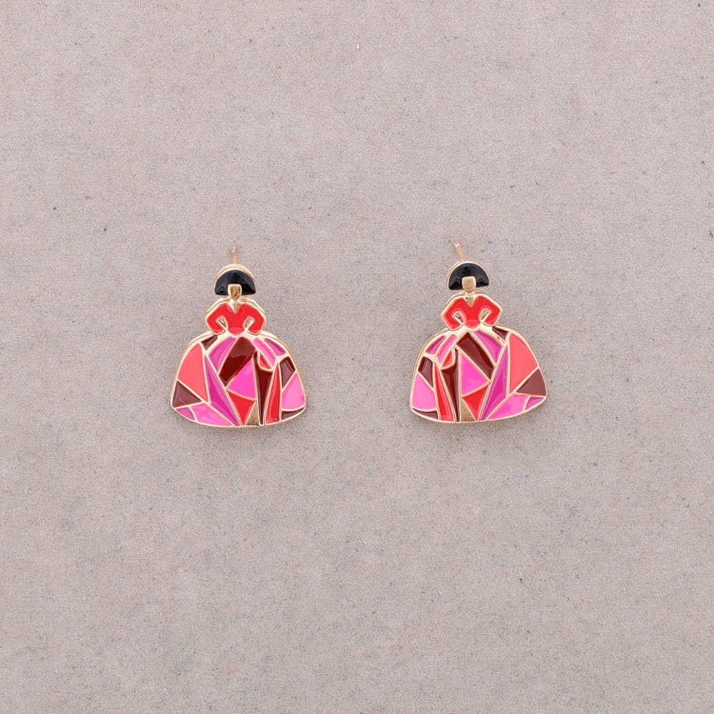 Pendientes Presion Menina Metal Esmalte geométrico