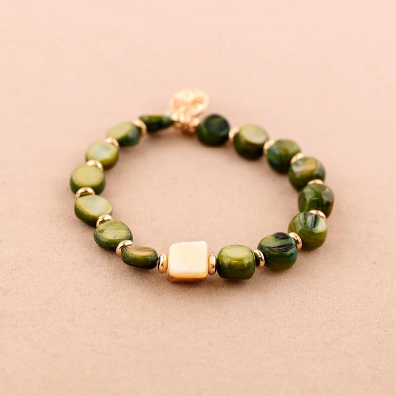 Pulsera Elastica Cuentas Nacar