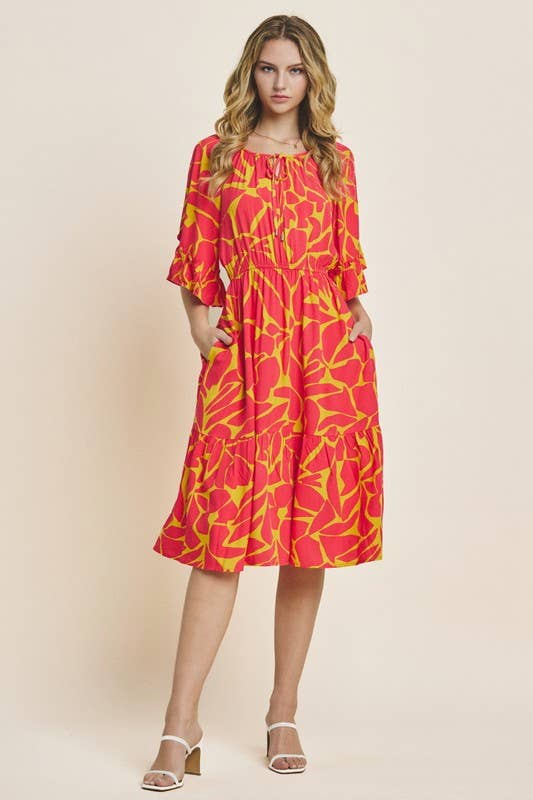 Vestido midi Plus Geo Pattern
