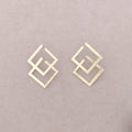 Pendientes Presion Doble Cuadrado Metal