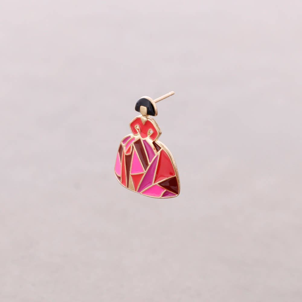 Pendientes Presion Menina Metal Esmalte geométrico