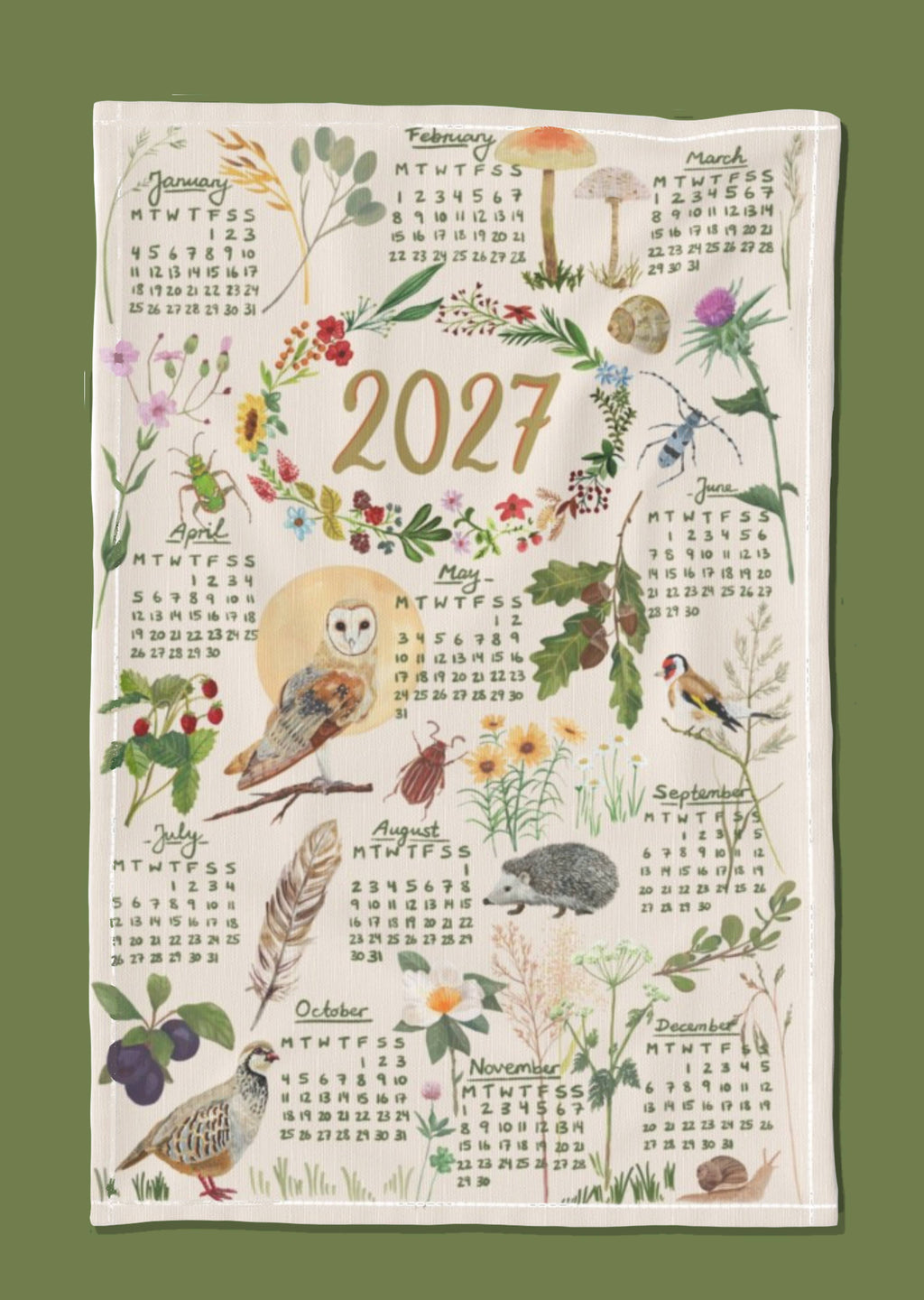 Paño de cocina - Calendario 2027 "En el bosque"