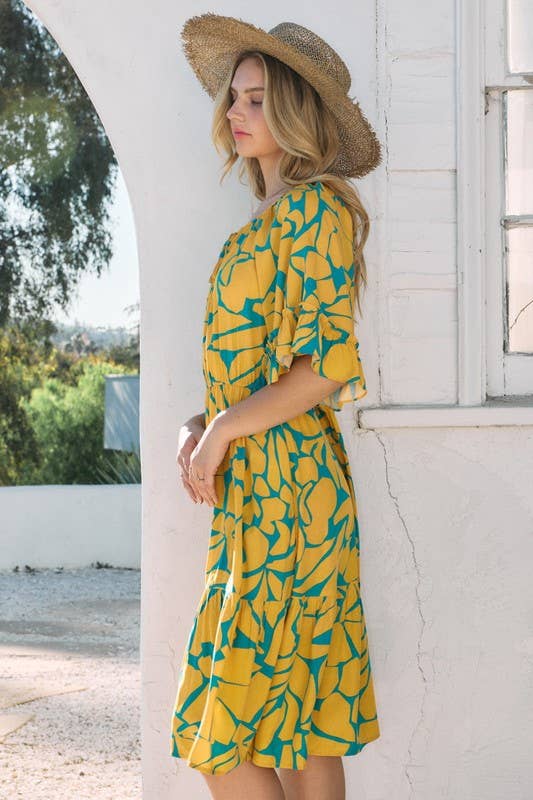 Vestido midi Plus Geo Pattern