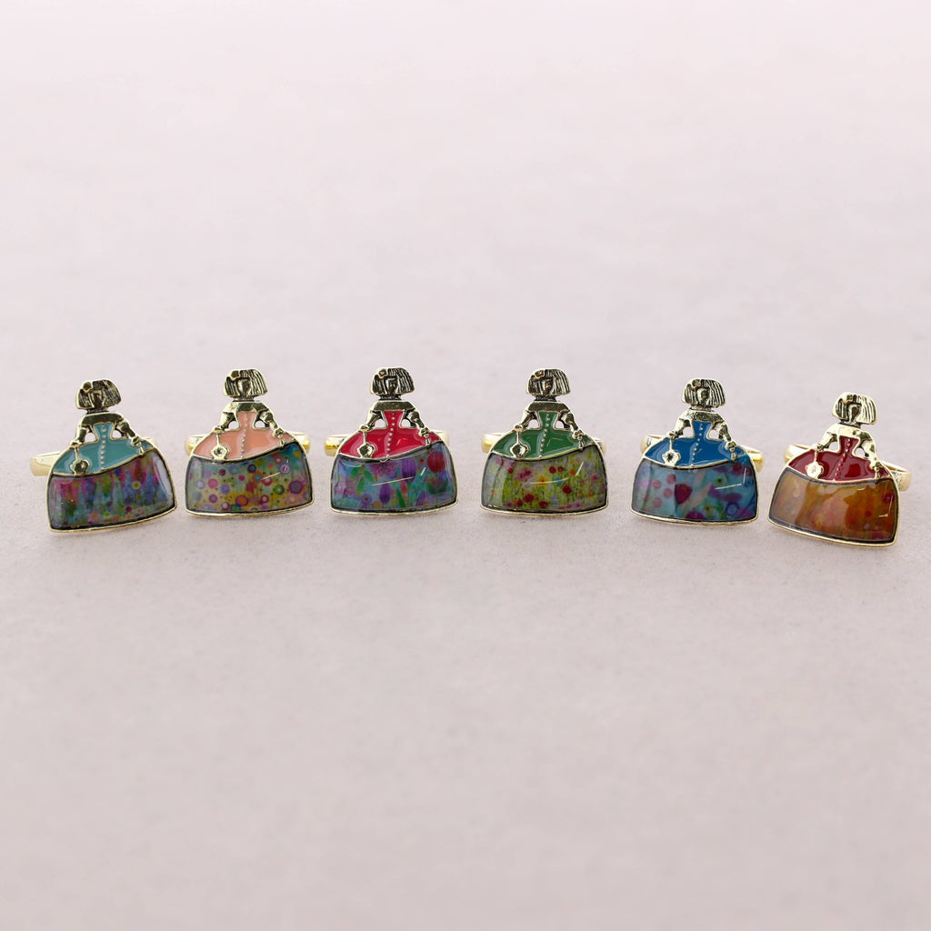 Anillo Menina Metal Esmalte