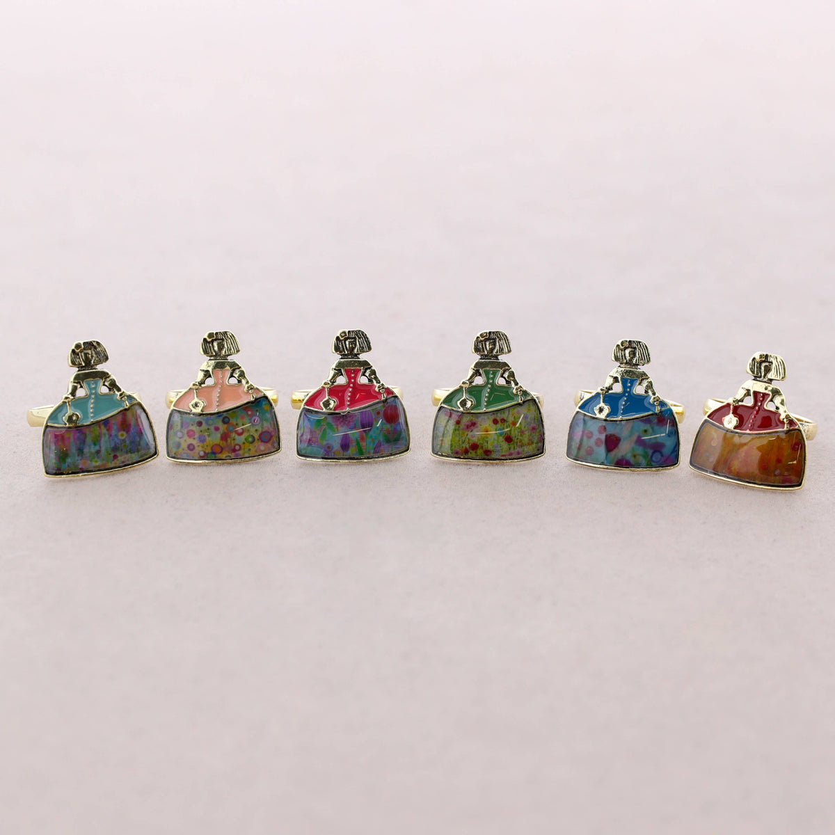 Anillo Menina Metal Esmalte