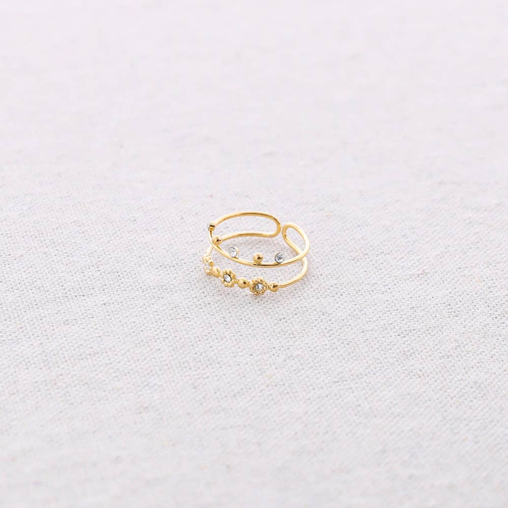 Anillo Acero Doble Tira Cuentas