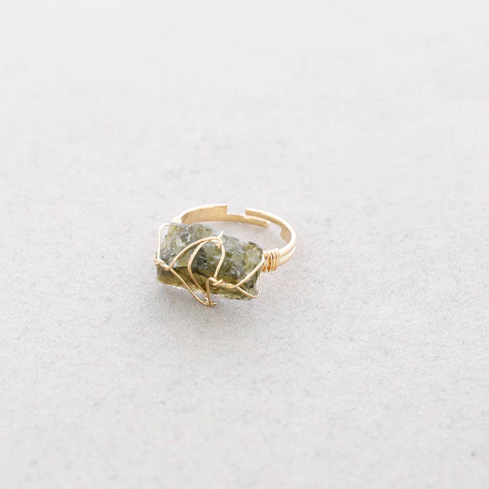 Anillo Bronce Piedra Alambrada