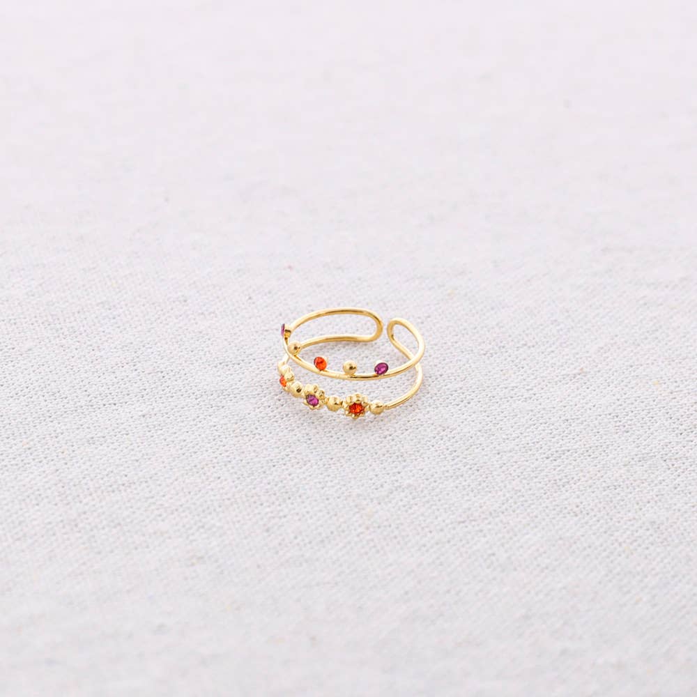 Anillo Acero Doble Tira Cuentas