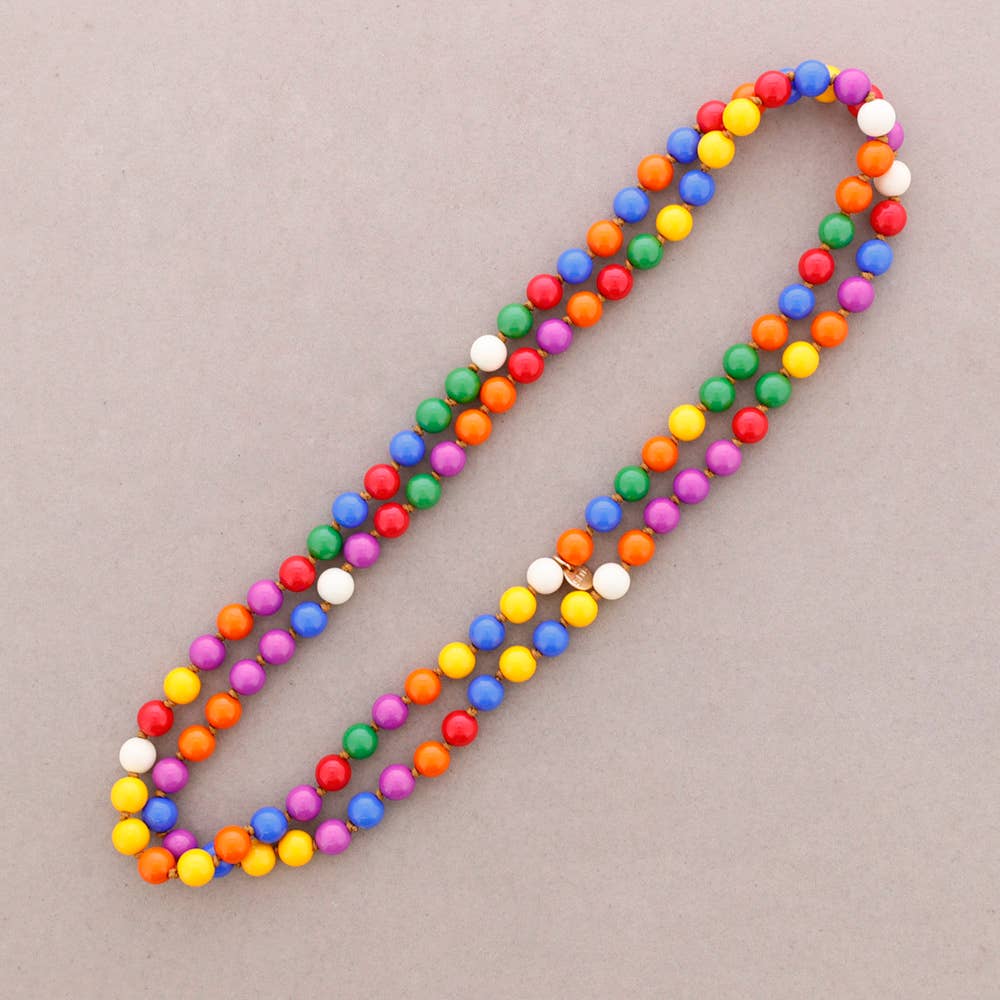 Collar Largo Nudo Cuentas Bolas Resina 10Mm 120Cm