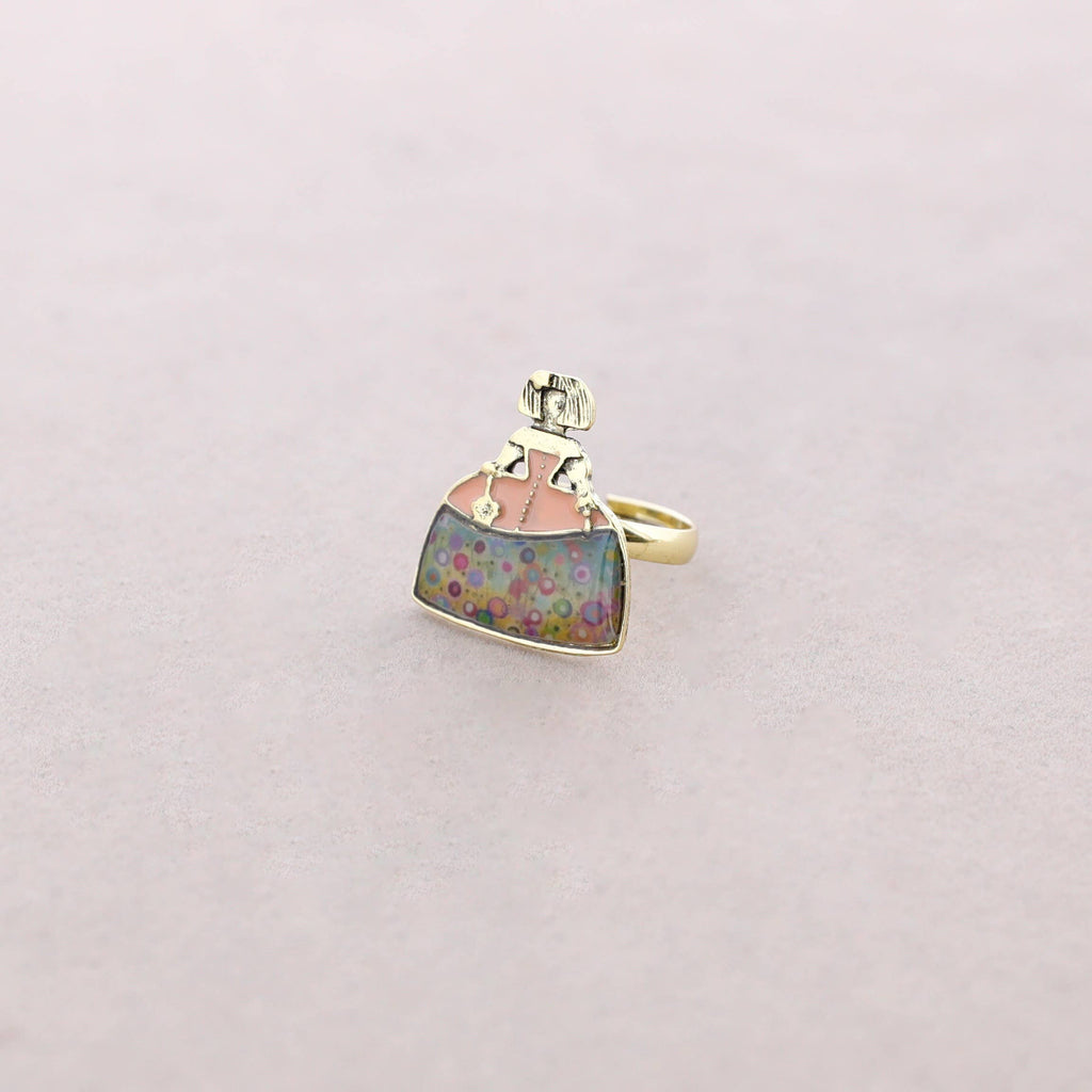 Anillo Menina Metal Esmalte