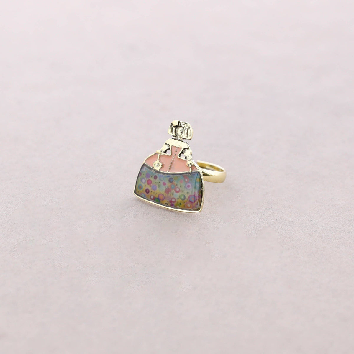 Anillo Menina Metal Esmalte