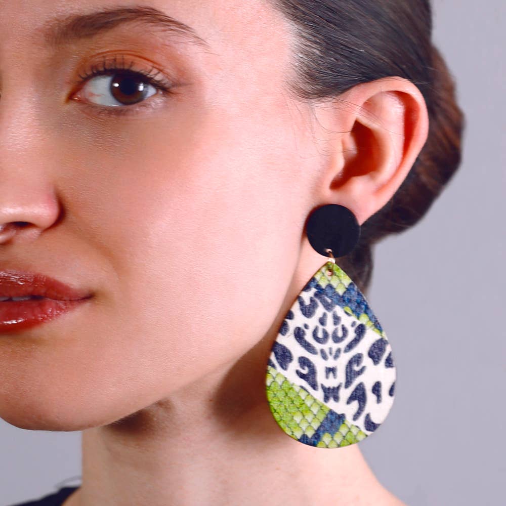 Pendientes Colgante Gota Madera Animal Print