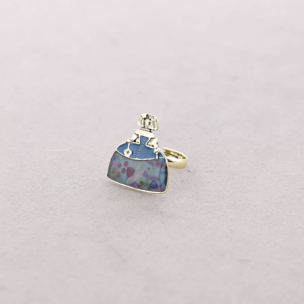 Anillo Menina Metal Esmalte