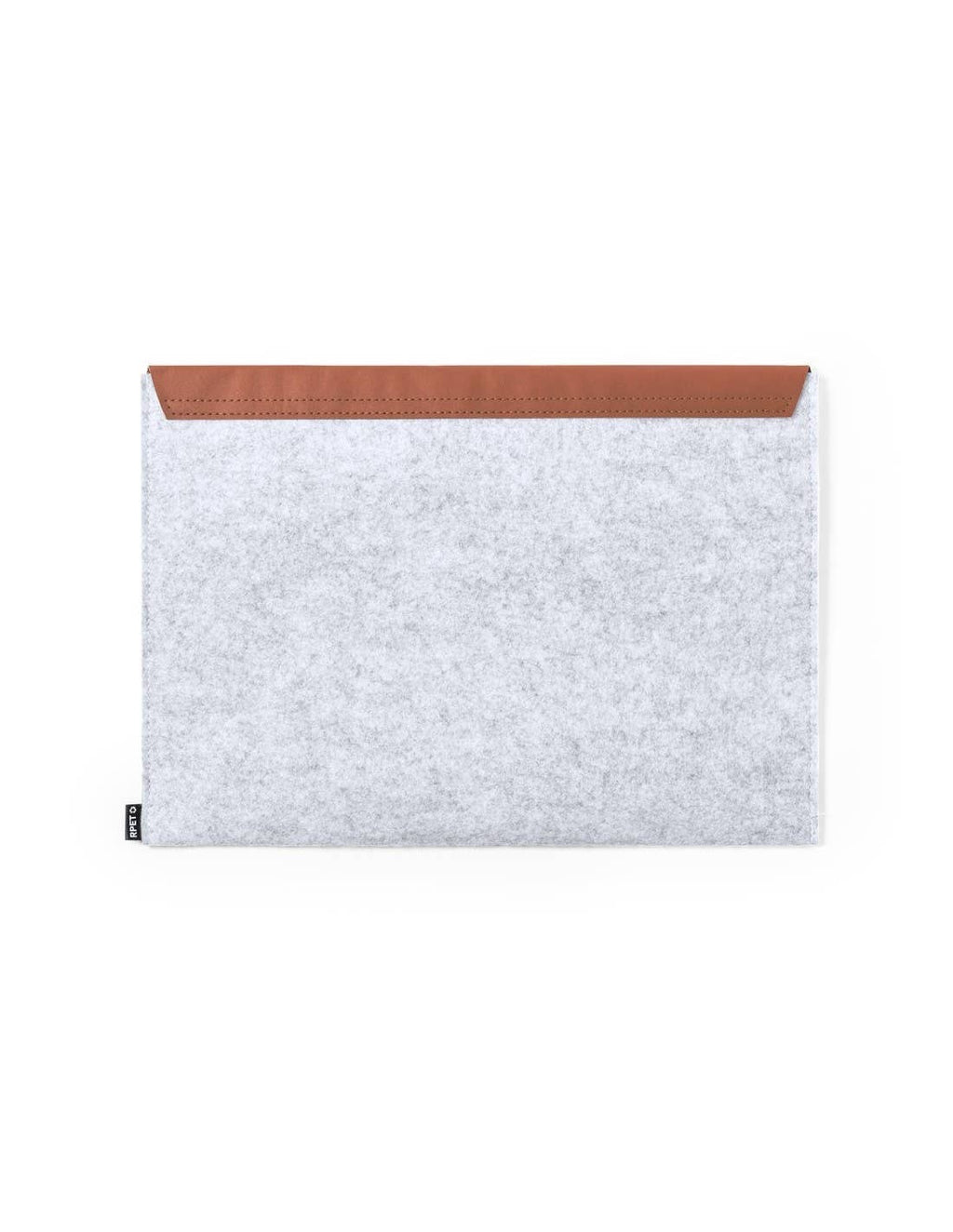 Funda ordenador portátil de fieltro gris claro y polipiel
