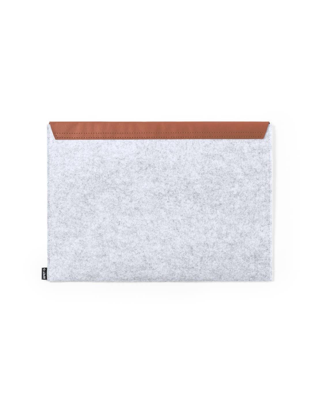 Funda ordenador portátil de fieltro gris claro y polipiel