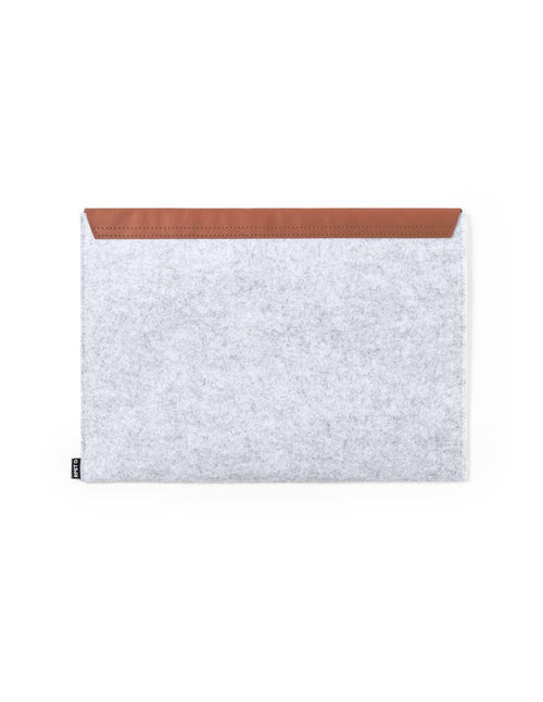 Funda ordenador portátil de fieltro gris claro y polipiel
