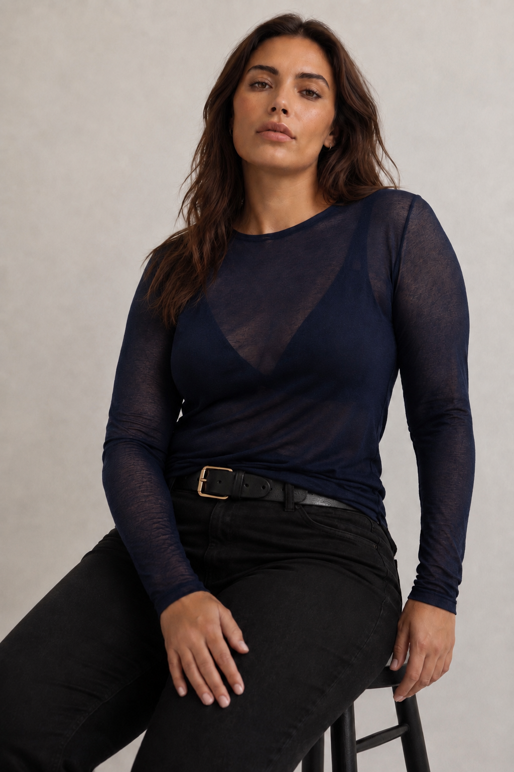 Curvy - Jersey de punto fino con cuello alto