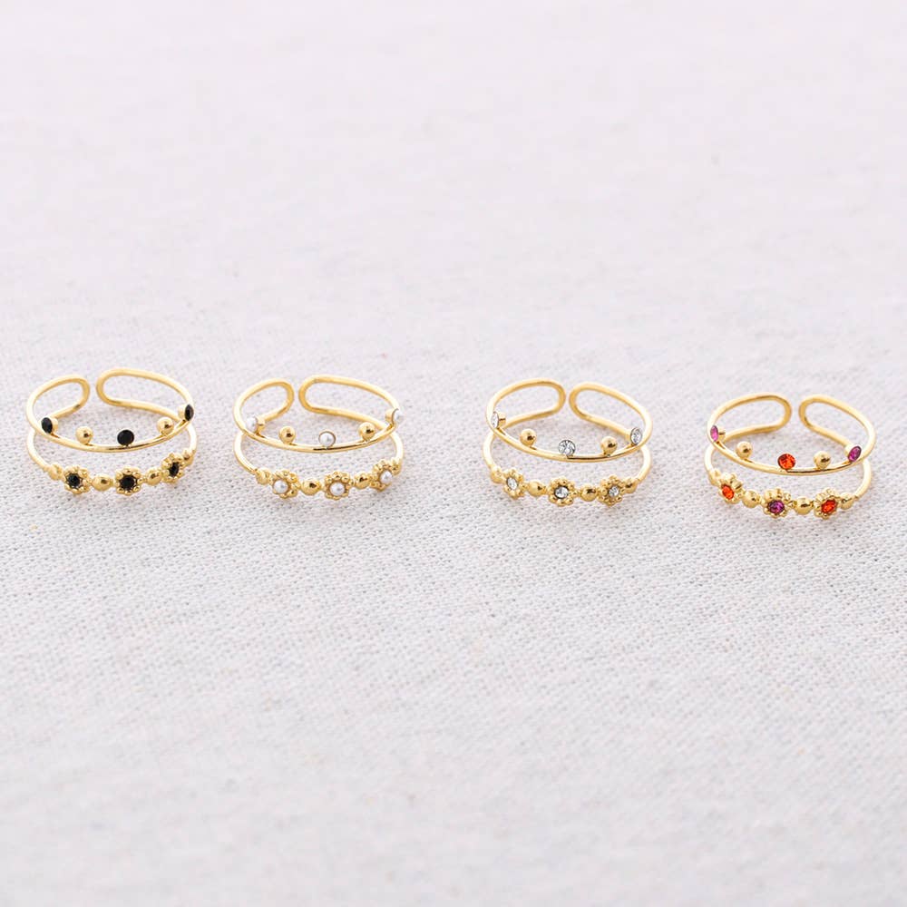 Anillo Acero Doble Tira Cuentas
