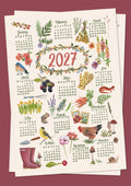 Postal - Calendario de jardinería pintado a mano 2027