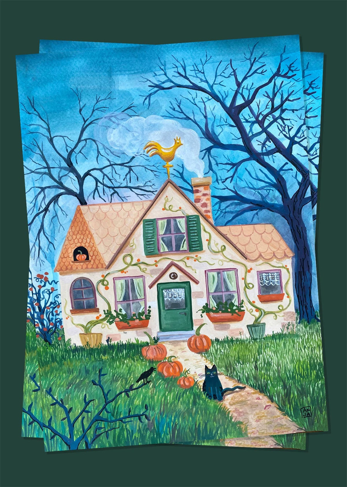 Postal - Cabaña de Halloween