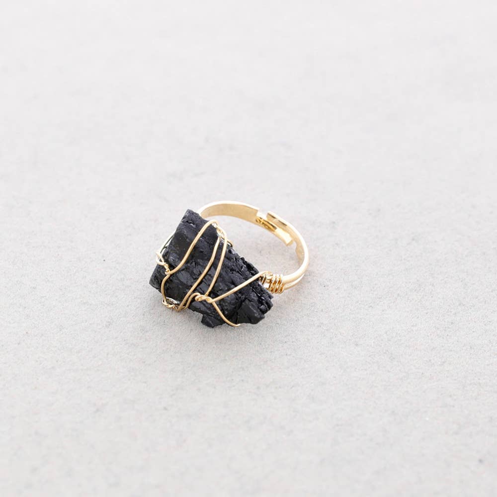 Anillo Bronce Piedra Alambrada