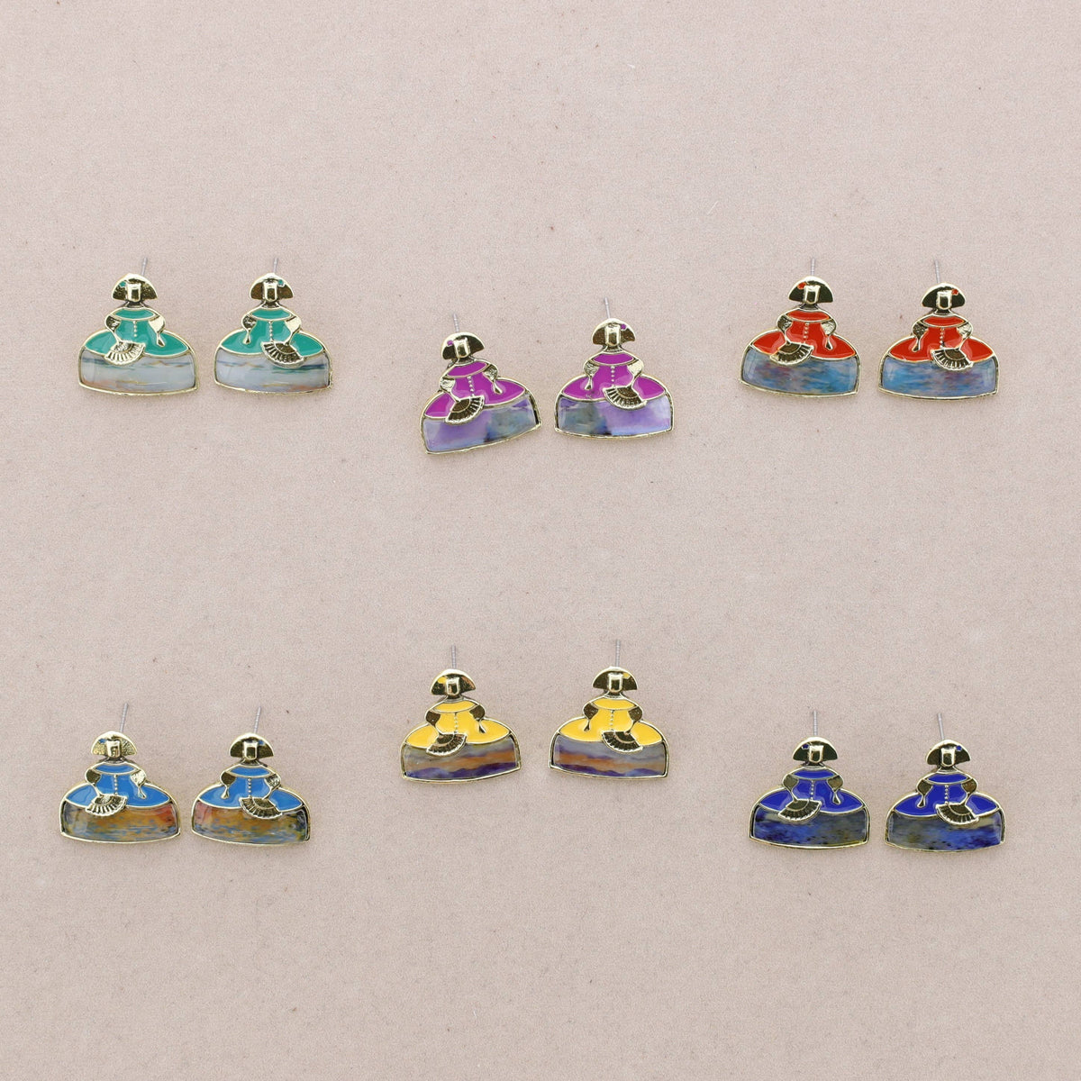 Pendientes Menina Metal Esmalte