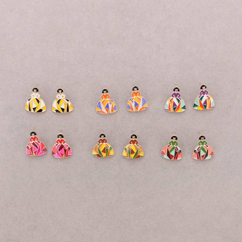 Pendientes Presion Menina Metal Esmalte geométrico