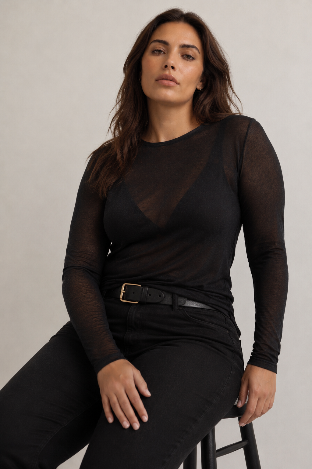 Curvy - Jersey de punto fino con cuello alto