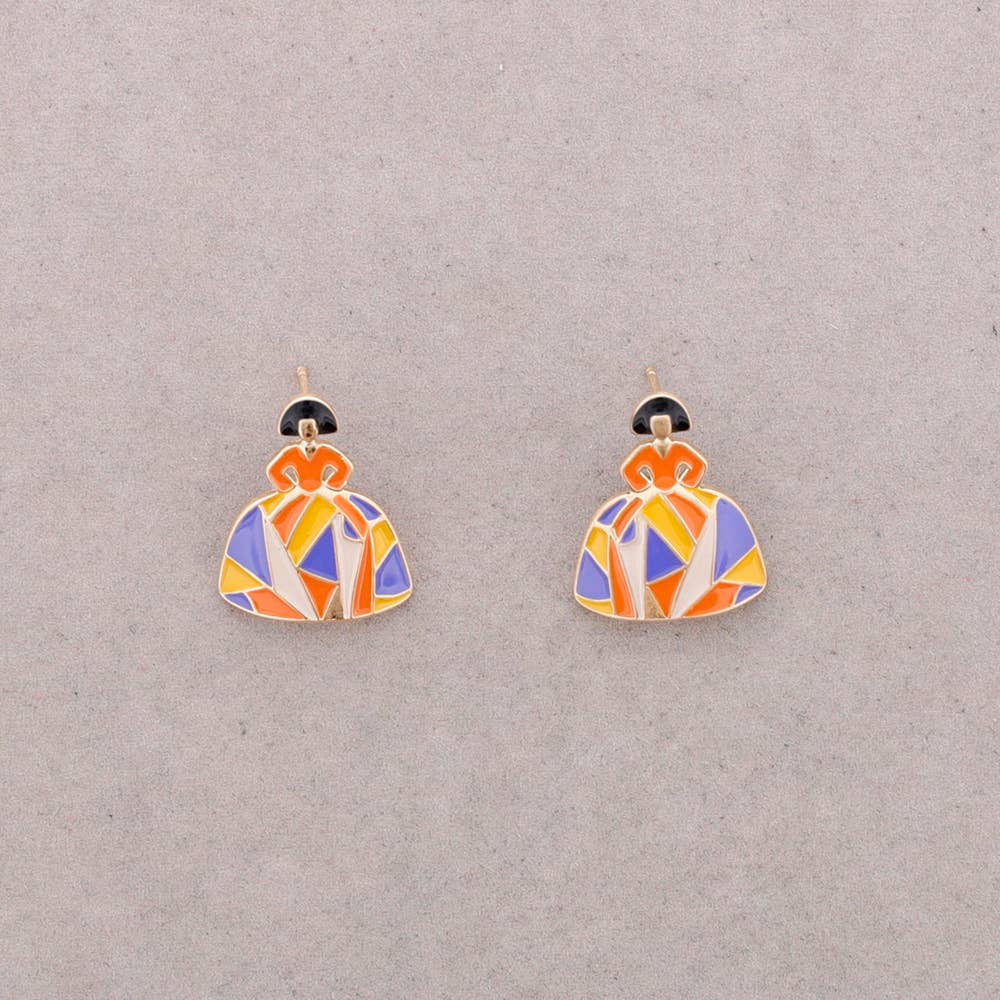 Pendientes Presion Menina Metal Esmalte geométrico