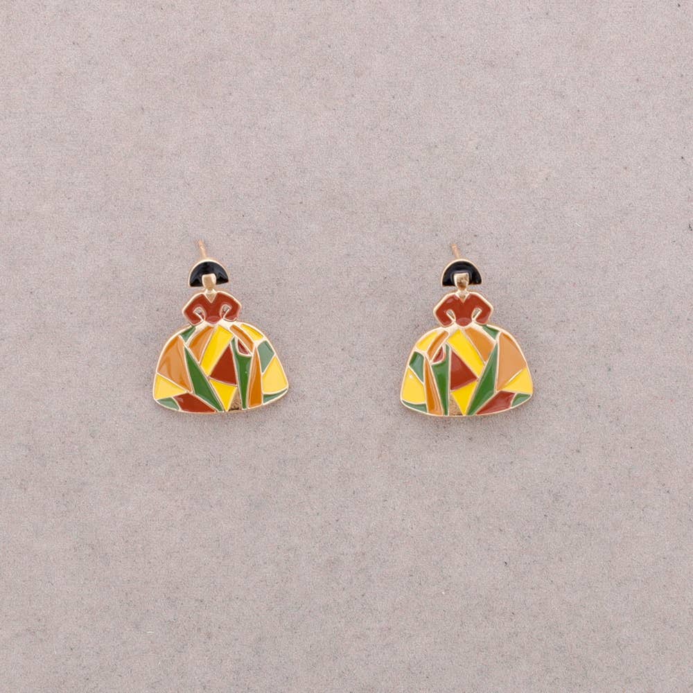 Pendientes Presion Menina Metal Esmalte geométrico