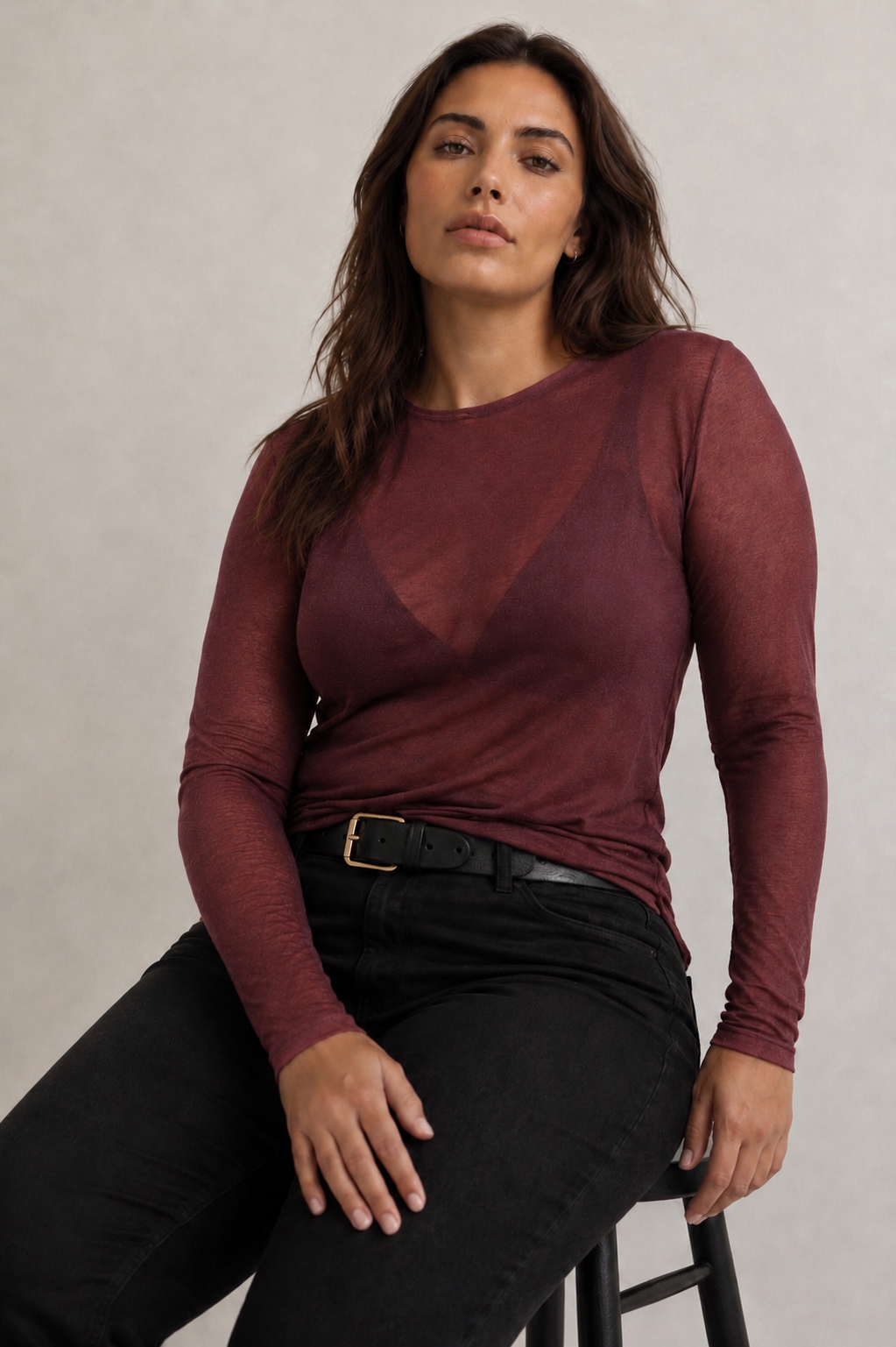 Curvy - Jersey de punto fino con cuello alto