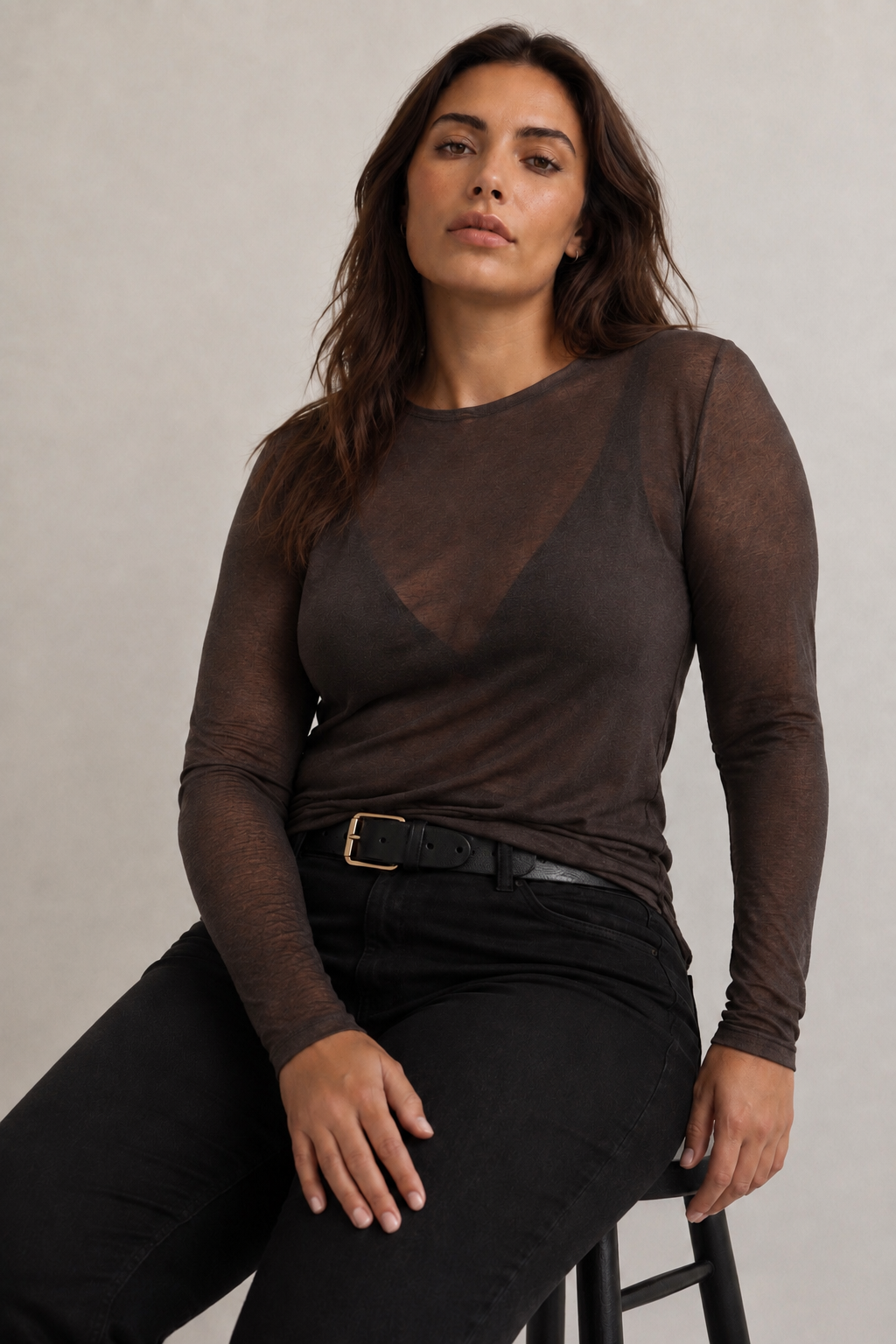 Curvy - Jersey de punto fino con cuello alto