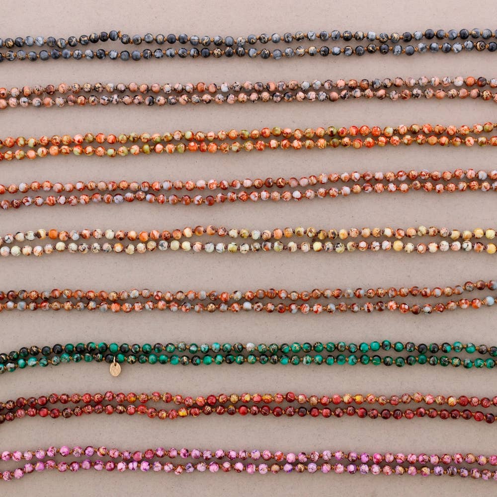Collar Largo Bolas Estampadas Nudos 1.5M*6Mm