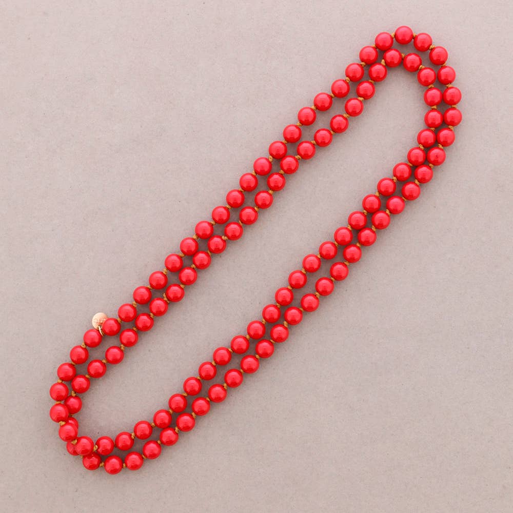 Collar Largo Nudo Cuentas Bolas Resina 10Mm 120Cm