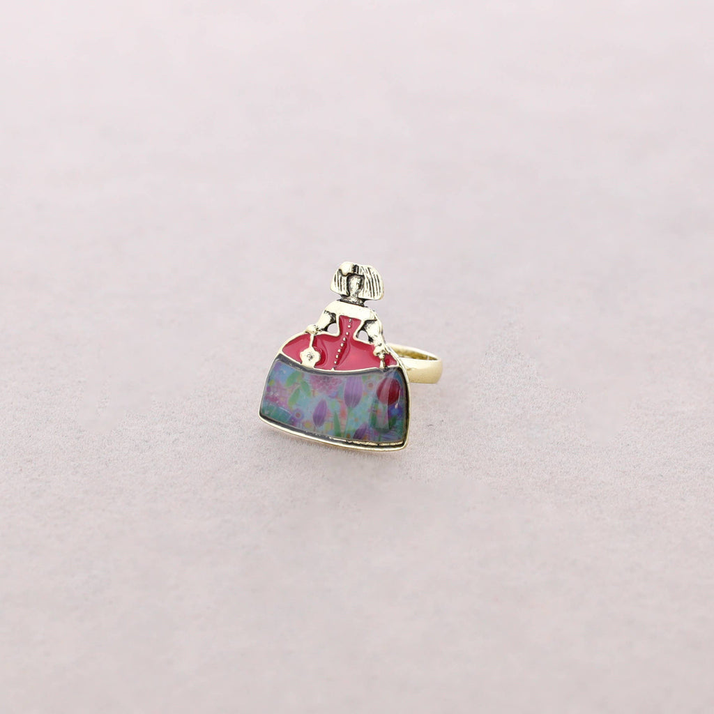 Anillo Menina Metal Esmalte