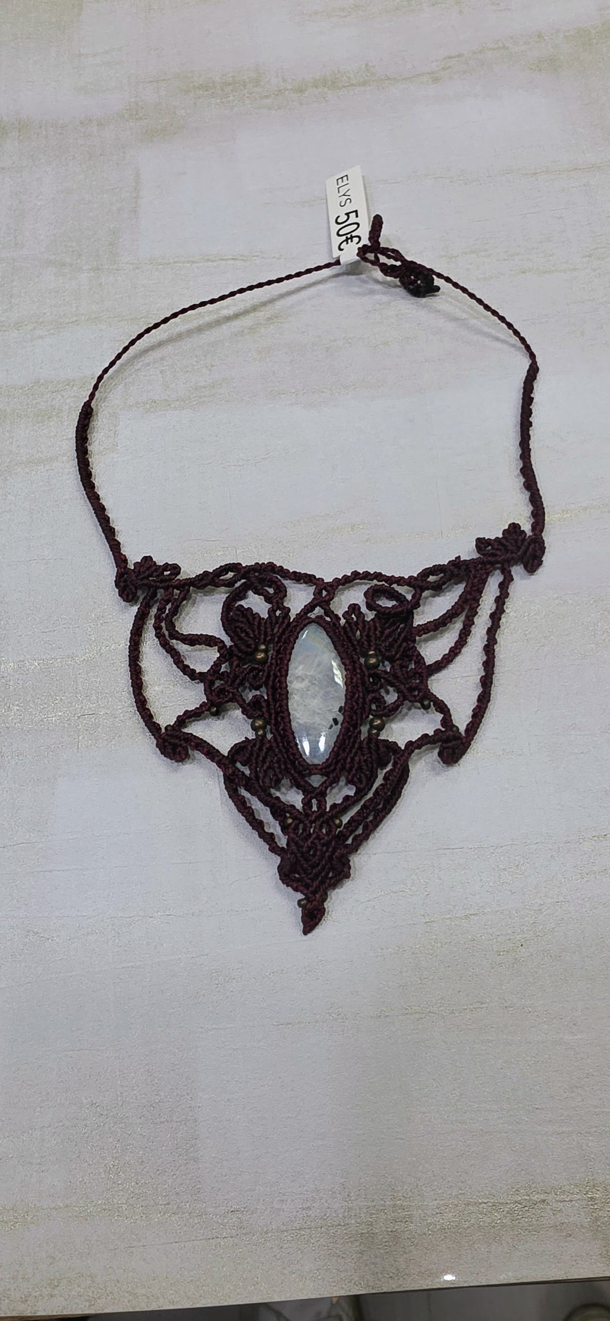 Collar Choker Hilo Linhashita Piedra Luna - Foto