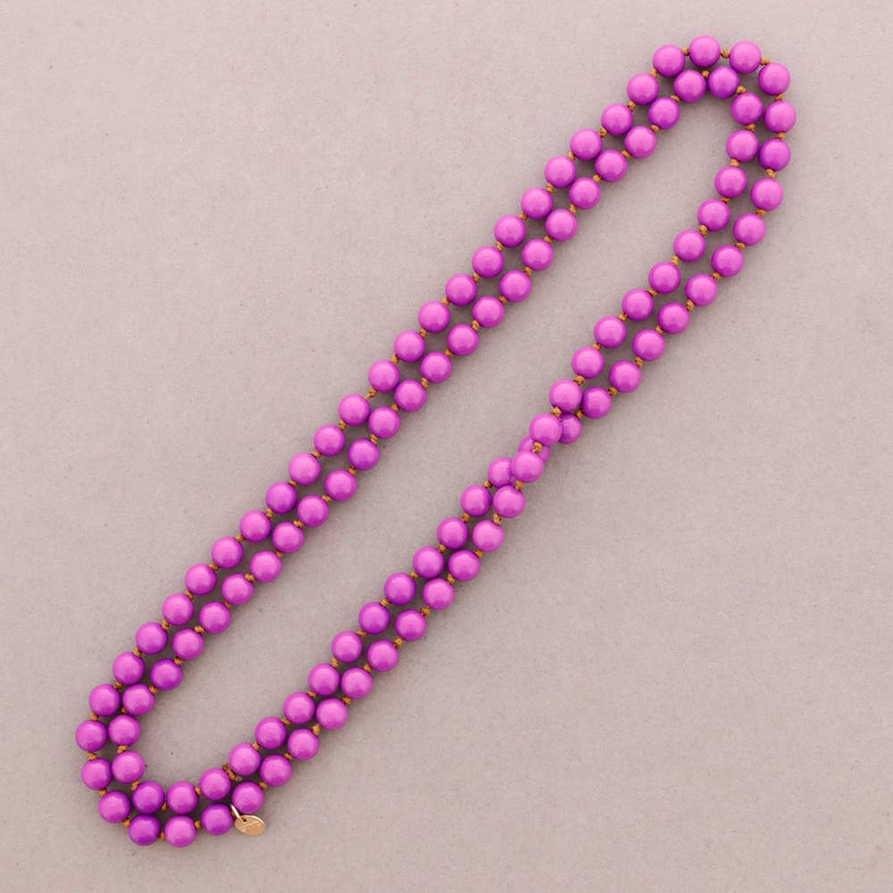 Collar Largo Nudo Cuentas Bolas Resina 10Mm 120Cm