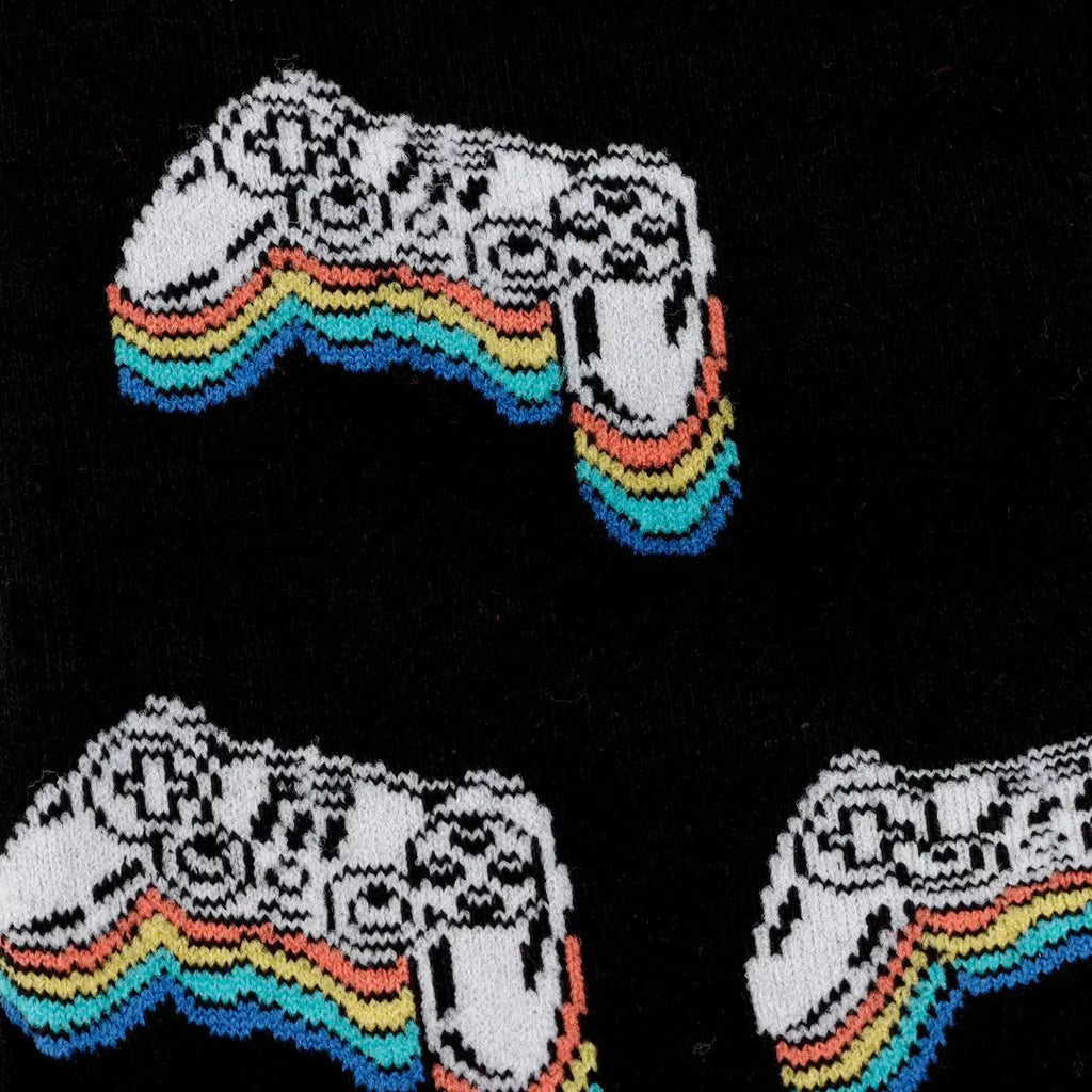 Calcetines Negros con Diseño de Mandos de Videojuegos Retro