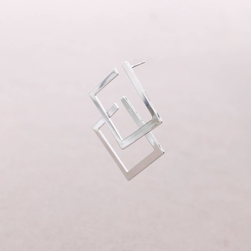 Pendientes Presion Doble Cuadrado Metal