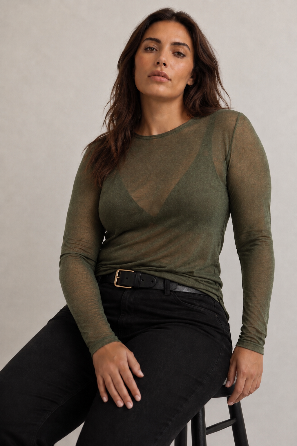 Curvy - Jersey de punto fino con cuello alto