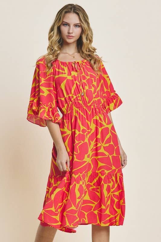 Vestido midi Plus Geo Pattern