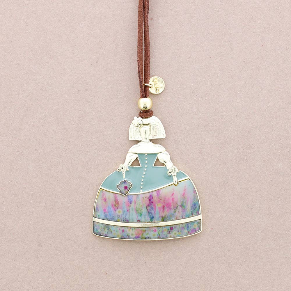 Collar Largo Colgante Menina Metal Esmalte