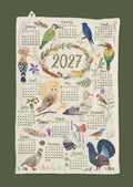 Paño de cocina - Calendario 2027 Pájaros pintados a mano