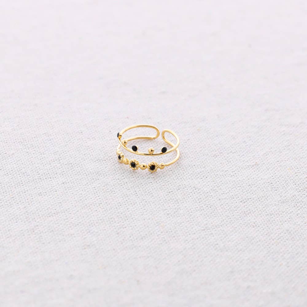 Anillo Acero Doble Tira Cuentas