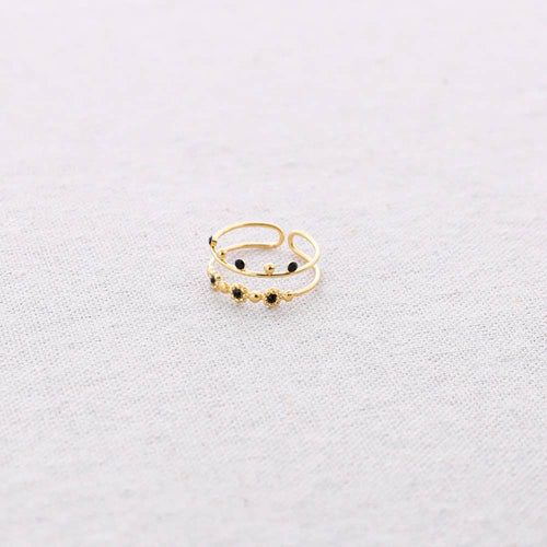 Anillo Acero Doble Tira Cuentas