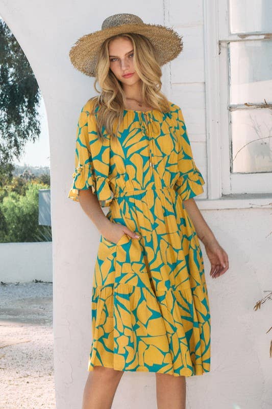 Vestido midi Plus Geo Pattern