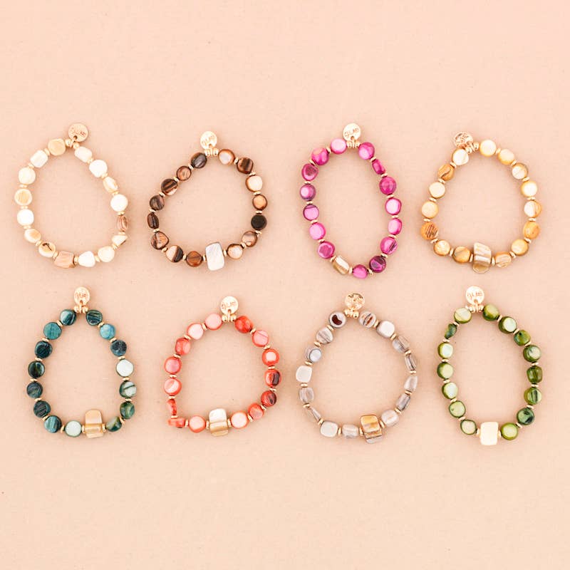 Pulsera Elastica Cuentas Nacar